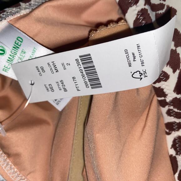 New J. Crew Leopard Print One Shoulder Ruched One-Piece Swim Bathing Suit Size 2 - Picture 6 of 8